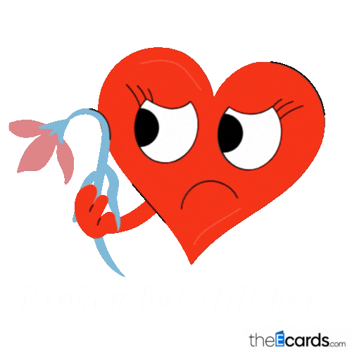 Sad Broken Heart Sticker by TheEcards.com