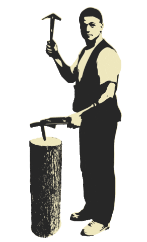 obenistdasneuevorn giphyupload hammer dachdecker dach Sticker