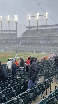 Thousands of Fans Brave Snow For Opening Day in Detroit