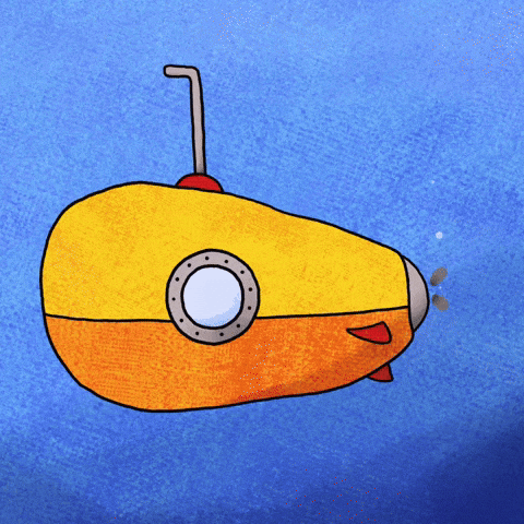 Yellow Submarine Dive GIF by Kev Lavery