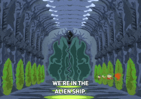 cave alien ship GIF by South Park 