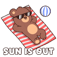 Sunbathing Teddy Bear Sticker by BEARISH