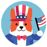 Fourth Of July Dog Sticker by CorgeeSoftware