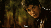 TV gif. Ian Somerhalder cringes saying "oops."