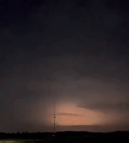Lightning Flashes in Wisconsin Sky Amid Heavy Rain