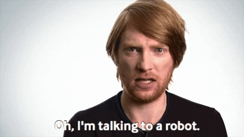 TechDogs-"Introduction"-"Caleb, played by Domhnall Gleeson with red hair looks surprised, saying, "Oh, I'm talking to a robot.""