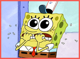 SpongeBob gif. A wide-eyed SpongeBob nervously biting his nails.