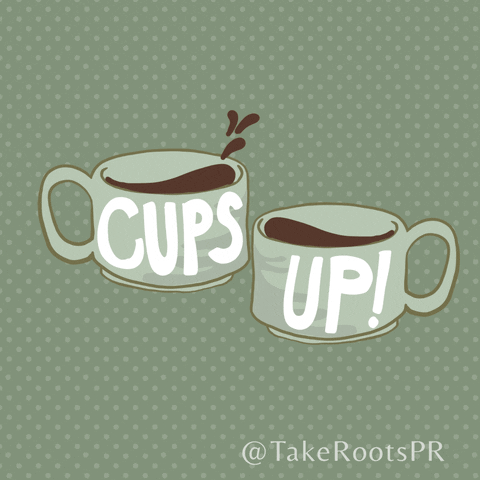 TakeRootsPR giphyupload coffee cheers good job GIF