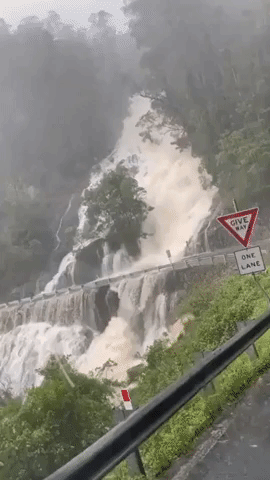 Raging New South Wales Waterfall Spills Over Highway After Days of Heavy Rainfall