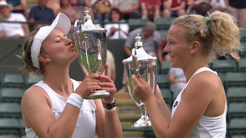 womens doubles kiss GIF by Wimbledon