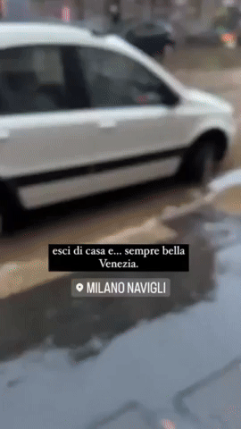 Storm Causes Flooding on Milan Streets
