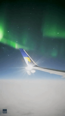 Plane Passenger Films Bright Green Aurora