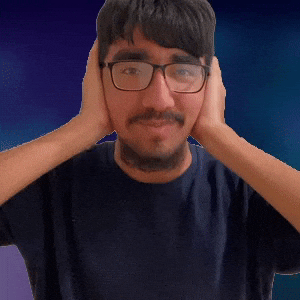 Tongue out while covering ears