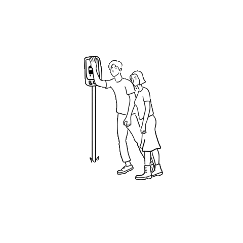 monolab couple valentine commute bus stop Sticker