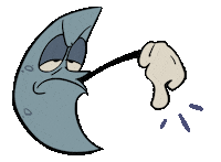 Angry Crescent Moon Sticker