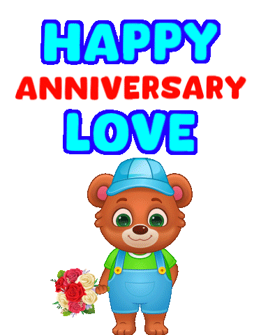 Happy Anniversary Couple Sticker by Lucas and Friends by RV AppStudios