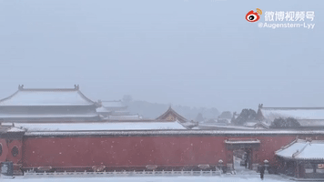 Beijing's Forbidden City Coated in White as First Winter Snow Arrives