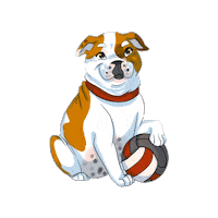 Volleyball Bulldog Sticker by Addie - University of Redlands Mascot