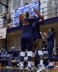 VirginiaAthletics chest bump virginiasports uvavolleyball virginia volleyball GIF