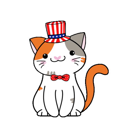 4Th Of July Cute Cat Sticker by Petique, Inc.