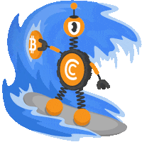 Floating Lets Go Surfing Sticker by CryptoTab Browser