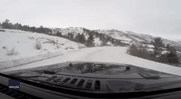 Friends' Trip Goes Awry as Jeep Slides Off Snow-Covered Road