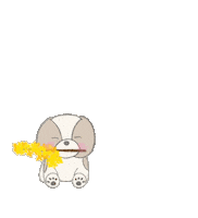 yu_art02 happy dog flower run Sticker