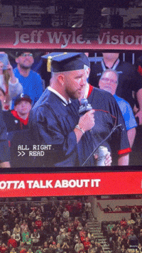 Travis Kelce Delivers Speech With Beer in Hand During Surprise Graduation Ceremony for Kelce Brothers