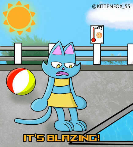 Cat-fox giphyupload hot sun pool GIF