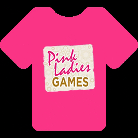 pinkladiesgames giphygifmaker pink woman shirt GIF