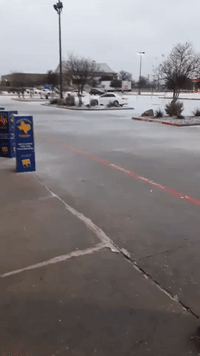 'Crazy Stuff!' Sheets of Ice Cover Texas Parking Lot Amid Freezing Weather