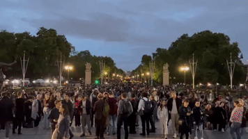 Crowds Gather At Buckingham Palace For The Queen