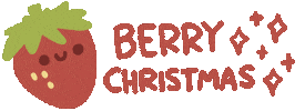 radiatepositivitystudio happy christmas merry christmas strawberry Sticker