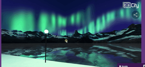aurora borealis 3d cities GIF