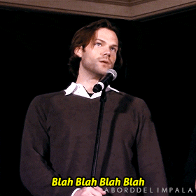 aborddelimpala giphyupload jared padalecki blah blah blah aborddelimpala GIF