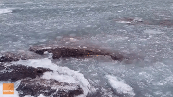 Video Captures Slush Ice Waves on Lake Superior