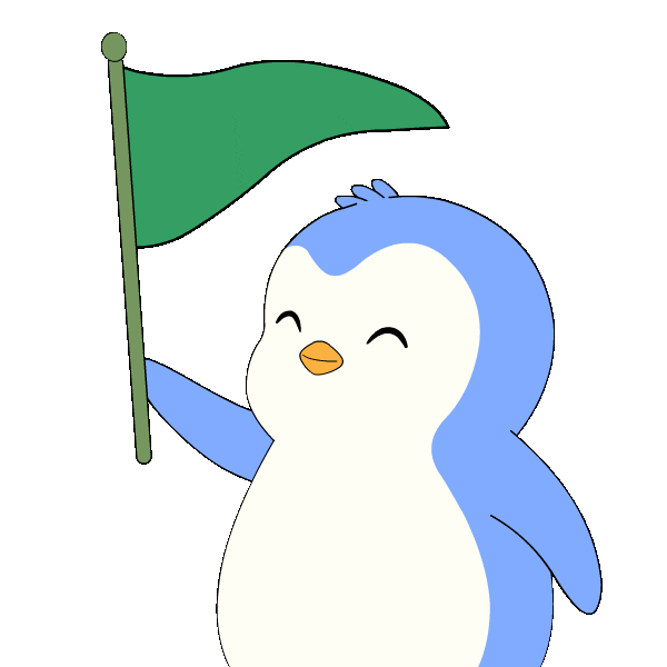 Happy Green Flag Sticker by Pudgy Penguins