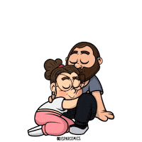 Disparcomics love amor corazones abrazo Sticker