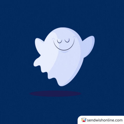 Creepy Smile Halloween Ghost GIF by sendwishonline.com