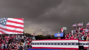 Trump Delivers Speech in Pouring Rain During Rubio Rally in Miami