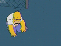 The Simpsons gif. Homer Simpson dazedly crawls in a circle on all fours while muttering to himself.