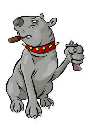 rickkhughes giphyupload dog knife tough Sticker