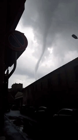 Tornado Seen Above Mortara, Italy