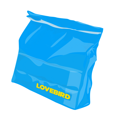 thereallovebird blue yellow shop bag Sticker