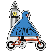 BromptonBicycle london cycling rainy day big ben Sticker