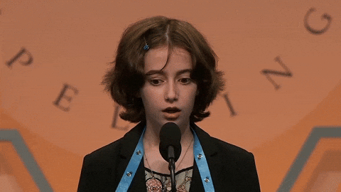 Nervous spelling bee constestant