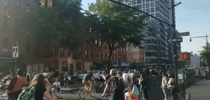 Cordon of Cyclists Passes Through Brooklyn in Anti-Racism Protest