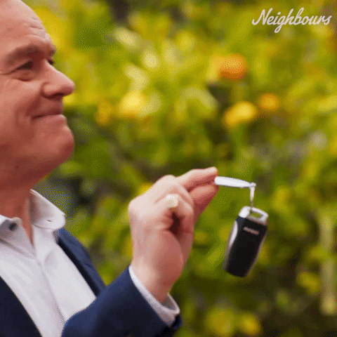 Happy Car Keys GIF by Neighbours (Official TV Show account)
