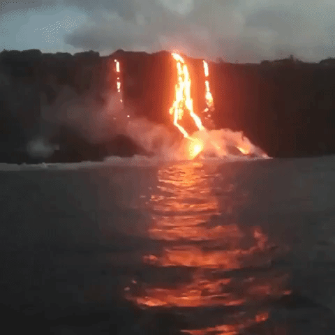 Kilauea Volcano Lava Flows into Ocean for First Time Since 2013