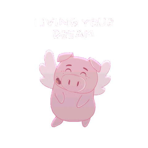 Happy Flying Pig Sticker by PositivelyPigasus